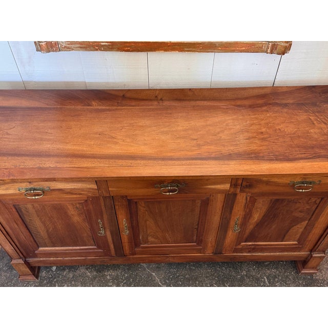 Brown Early 20th Century French Walnut Enfilade With Three Drawers Over Three Doors For Sale - Image 8 of 12
