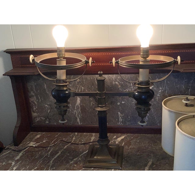 1970s Mid-Century Modern Chapman Brass 2 Light Desk Lamp For Sale - Image 11 of 14