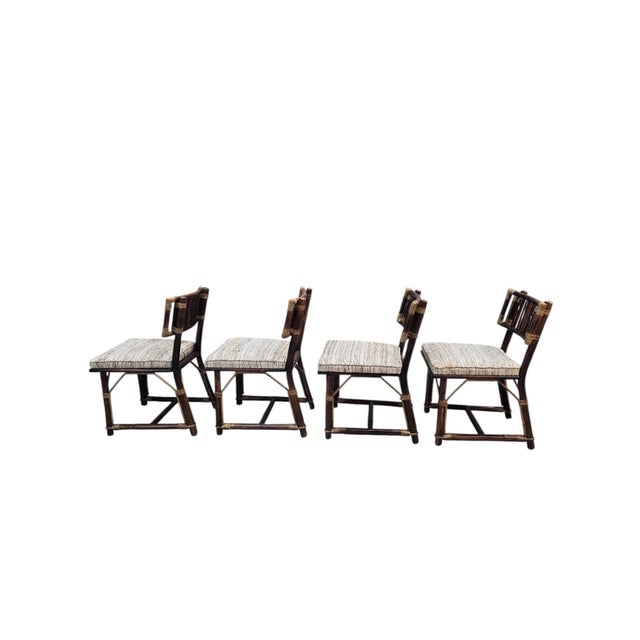 Ficks Reed MCM Attributed to John Wisner for Ficks Reed Rattan & Bamboo Dining Chairs, Set of 6 For Sale - Image 4 of 12