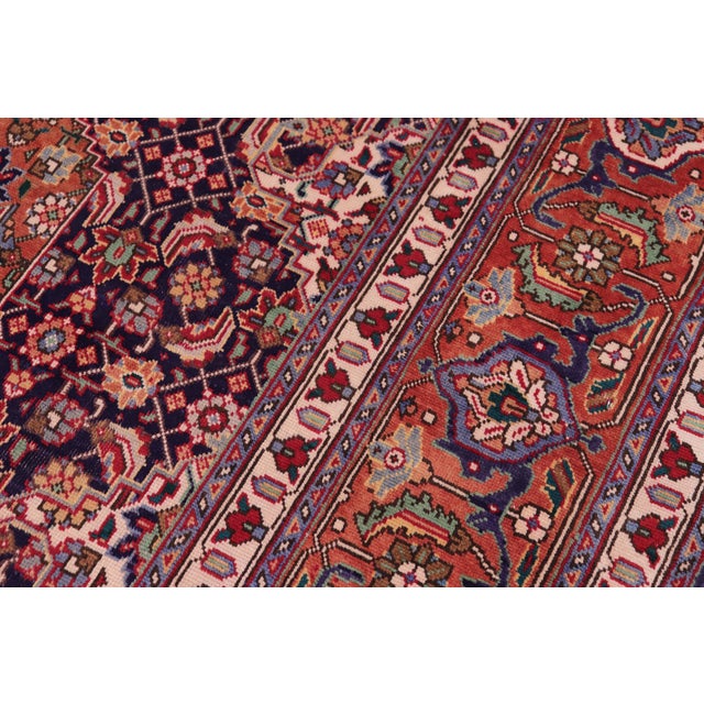 Shabby Chic Vintage Persian Tabriz Mahi Purple/Rust Wool Rug - 10'0'' X 12'7'' For Sale In New York - Image 6 of 10