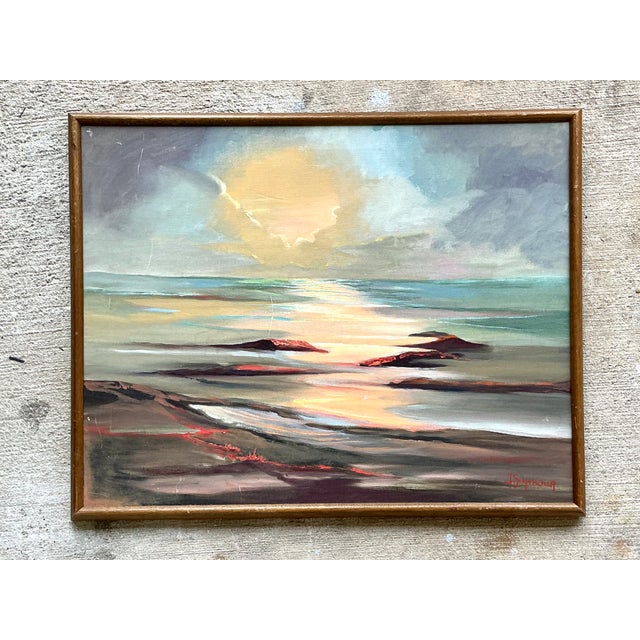 Vintage Framed Seascape Oil Painting For Sale - Image 9 of 12