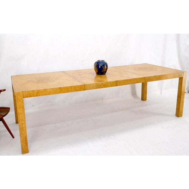 Wood Parson Burl Walnut Rectangle Lane Furniture Dining Table w/ Two Leaves For Sale - Image 7 of 13