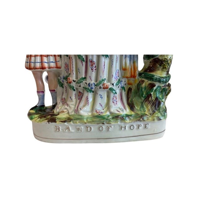 White Mid 19th Century Staffordshire "Band of Hope" Spill Vase With Woman and Boy For Sale - Image 8 of 8