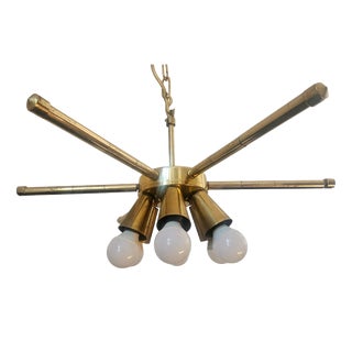 Mid-Century Brass Chandelier, 1970s For Sale