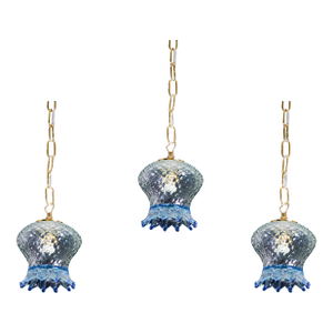 1970s Set of 3 Murano Blu Glass Pendant Light