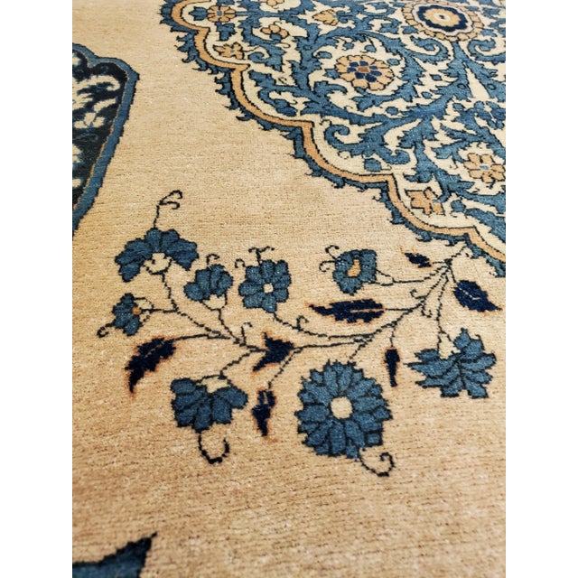 Textile Antique Tabriz Carpet, Hadji Jalili Persian Rug, Earth Tones, Ivory and Blue For Sale - Image 7 of 12