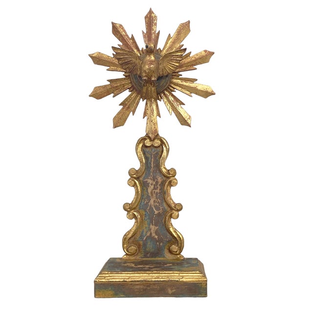 1980s Vintage Impressive European Carved Wood Bird Sculpture on Finial 20" H For Sale - Image 5 of 7