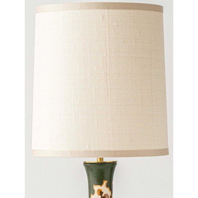 1920s Art Nouveau Ceramic Table Lamp by Arnhem, 1920, with New Silk Lampshade, 1890s For Sale - Image 5 of 18