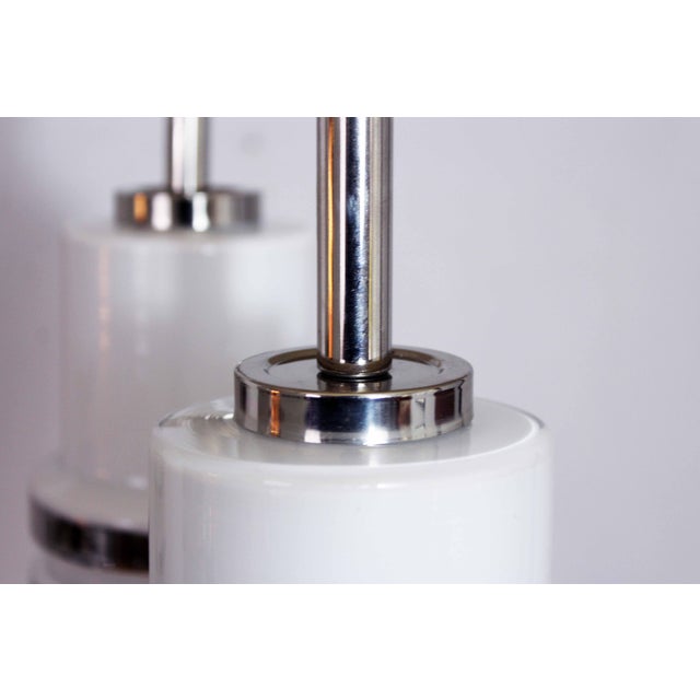 Silver Suspension Light in Chromed Metal and Opaline Glass, 1970s For Sale - Image 8 of 12