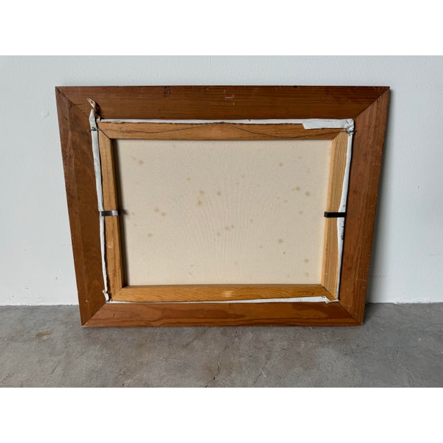 70's Vintage Mediterranean - Village Impressionist Oil Painting, Framed For Sale - Image 11 of 11