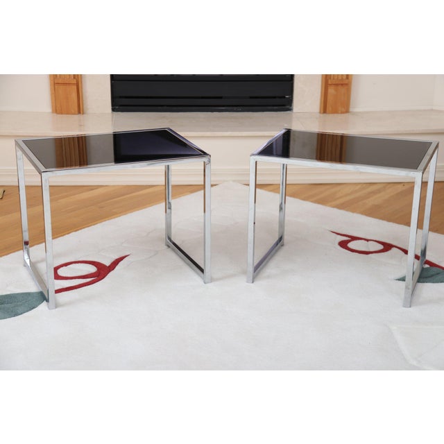 PostModern Chrome and Black Glass Side Tables Chairish