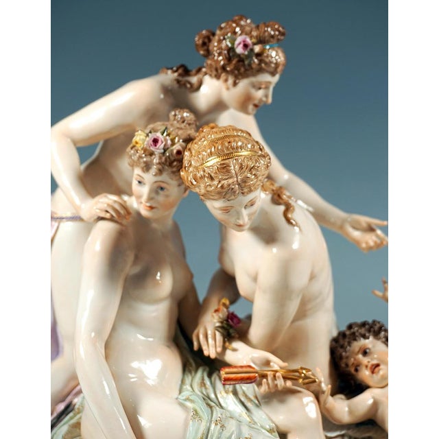 Blue Allegorical Group the Disarming of Cupid by E. Andresen for Meissen, Germany, 1890 For Sale - Image 8 of 15