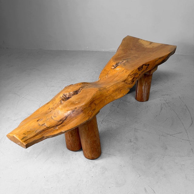 Japanese Organic Live Edge Side Table in Zelkova Wood, 1960s For Sale - Image 4 of 13