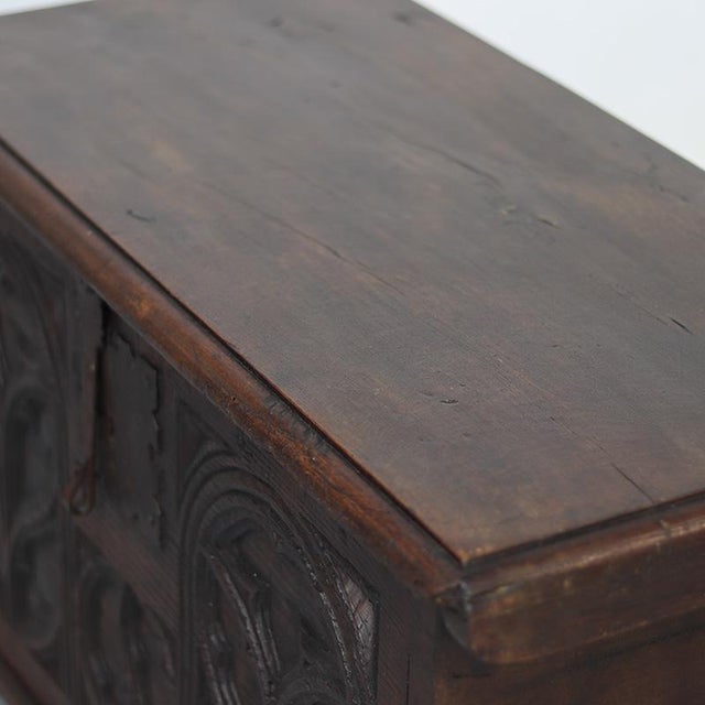Wood 18th Century Oak Gothic Spanish Antique Chest For Sale - Image 7 of 10