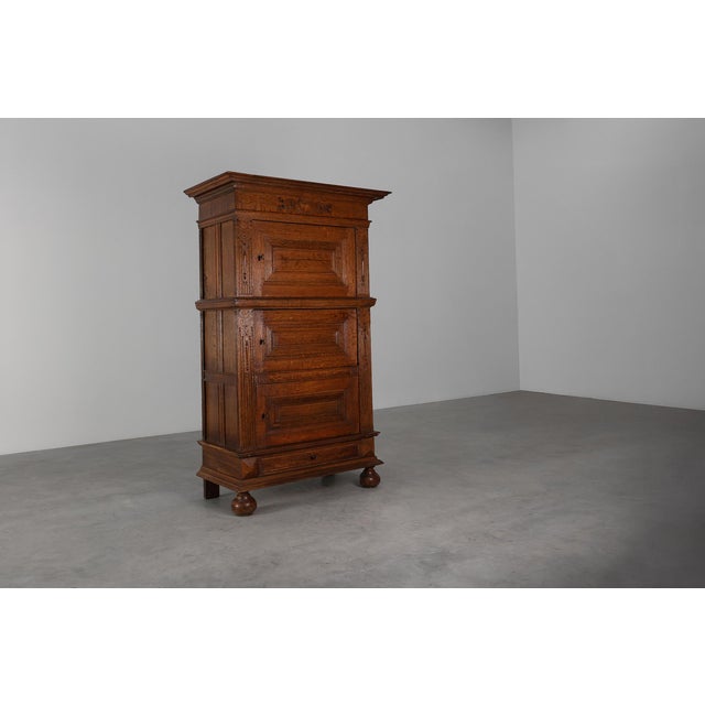17th Century Renaissance Belgian Oak Cabinet with Concealed Lock For Sale - Image 16 of 18