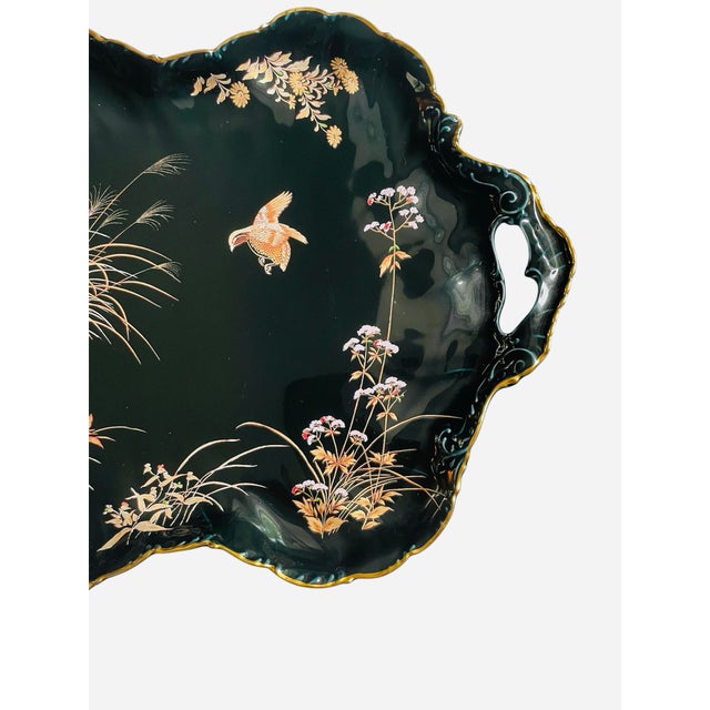 Stunning Chinoiserie inspired platter by Capeans Porcelana. Produced in Spain in the 1980s. Gorgeous bird and floral motif...