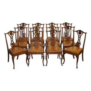 Scottish Victorian Dyed Leather Dining Chairs by John Taylor, Set of 12 For Sale