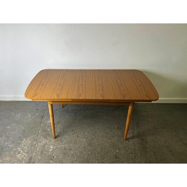Mid Century Extending Formica Dining Table with Beech Legs from Schreiber, 1960s-70s For Sale - Image 6 of 11