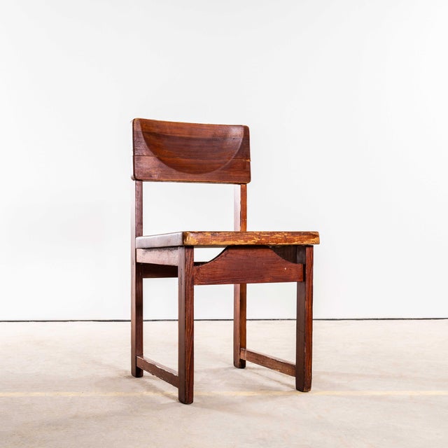 Mid-Century Pitch Pine Cube Dining Chairs, 1950s, Set of 6 For Sale - Image 3 of 10