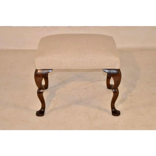 English Circa 1900 English Walnut Upholstered Stool For Sale - Image 3 of 9