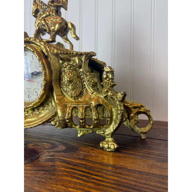 Vintage Rococo Revival Style Brass Mantel Clock, Mid–Late 20th Century For Sale In Miami - Image 6 of 14