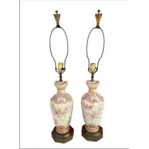 This elegant pair of vintage table lamps brings timeless charm and sophistication to any room. Crafted with ornate ceramic...