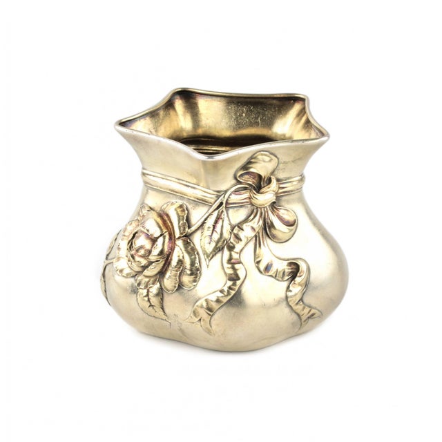 Metal Silver Vase in the Form of a Tied Bag For Sale - Image 7 of 7