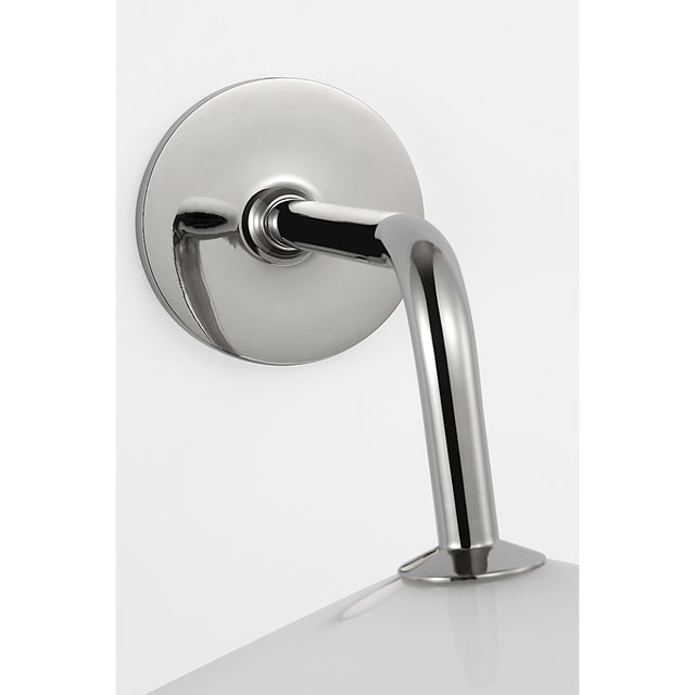 Metal Amber Lewis for Visual Comfort Signature Ponce 9" Sconce in Polished Nickel with Milk White Glass Shade For Sale - Image 7 of 12