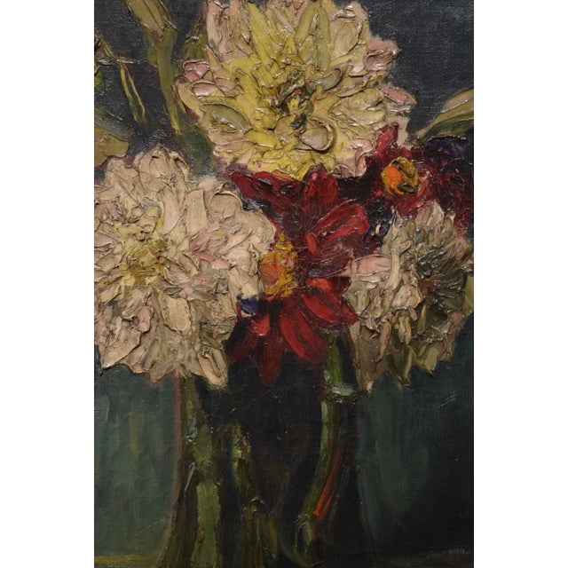 Impressionist Late 1800s-Oil on Canvas-Still Live-"Vase of Flowers" For Sale - Image 3 of 7