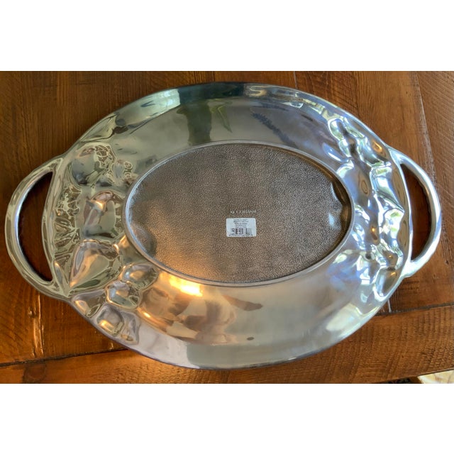Farmhouse Gorham “Country Terrace” Oversized Handled Silver Serving Platter / Tray - Discontinued - French Country Decor, Cottage Core & Traditional Decor For Sale - Image 3 of 6