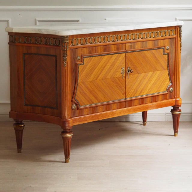 Louis XVI Sideboard with Marble Top, Wood and Bronze Fittings For Sale - Image 14 of 17
