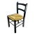 90’s Black Painted Children’s Side Chair With Rattan Seat For Sale