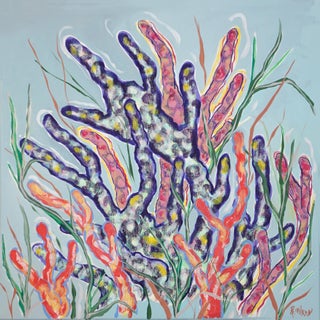 2026, Naturalistic Style Painting on Canvas of Modern Marina, Caribbean Corals by Romina Milano For Sale