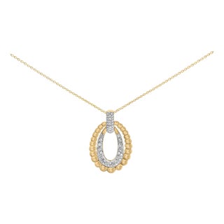 Gold Vermeil 1/10 Cttw Diamond Bold Bead Pendant Necklace For Sale