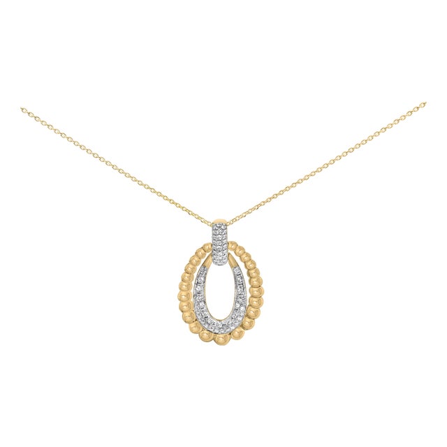 Gold Vermeil 1/10 Cttw Diamond Bold Bead Pendant Necklace For Sale