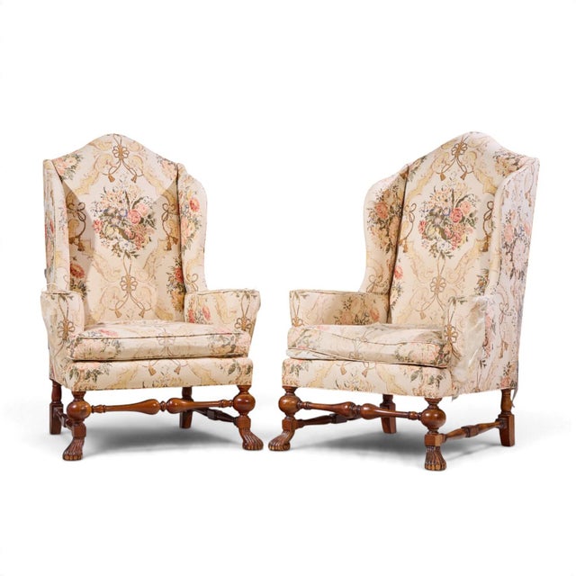 Contemporary Baker Stately Homes Collection Mahogany Winged Throne Chairs - Pair For Sale - Image 3 of 13