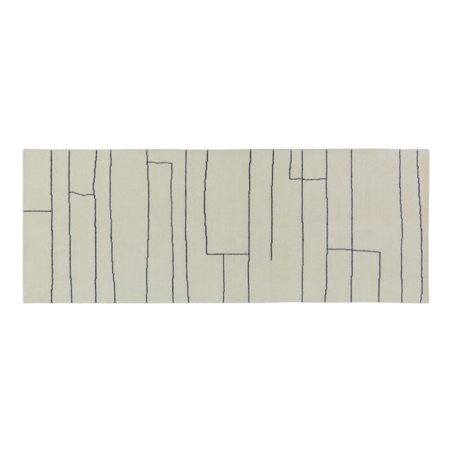 New Moroccan Azilal Professional Hand Knotted Wool Rug, 2'7x7 For Sale