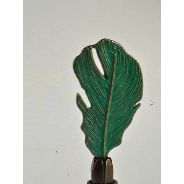 Not Yet Made - Made To Order Verdigris & Bronze Boho Feather Lamp Finial For Sale - Image 5 of 5