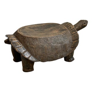 Vintage Burkina Faso Tropical Tribal Turtle Low Stool For Sale