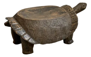 Vintage Burkina Faso Tropical Tribal Turtle Low Stool