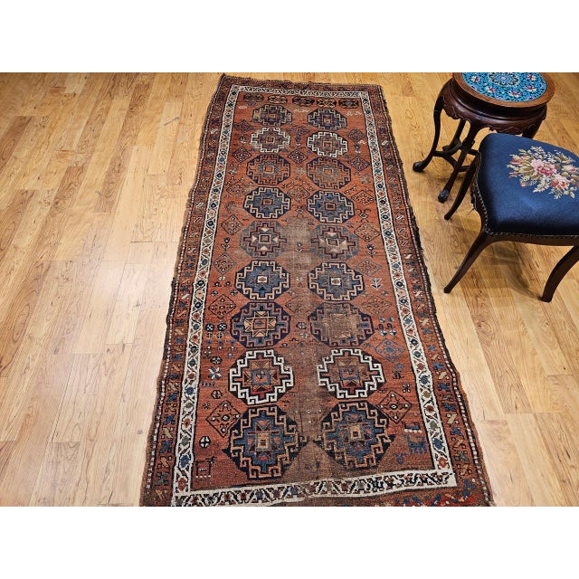 Antique Kazak Area Rug, Handwoven Wool Geometric Design, 1890s, 4' x 8' For Sale - Image 4 of 17