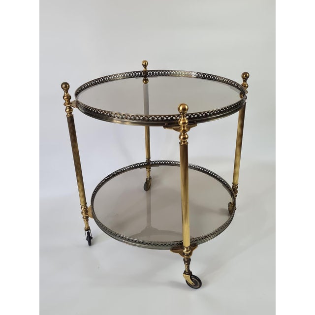 Gold French Bar Table in Brass with Mirror-Finished Glass, 1960s For Sale - Image 8 of 13