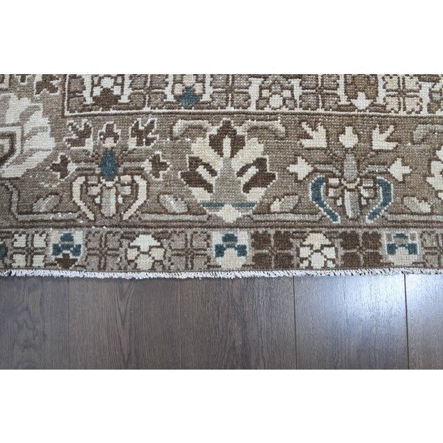 1970s Vintage Persian Handmade Wool Cotton Light Brown Area Rug For Sale - Image 10 of 11