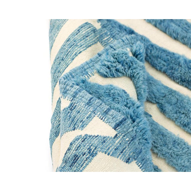 Textile Striped Chevron Hand-Knotted Moroccan Wool Rug | 10'6" X 6'5" | One of a Kind For Sale - Image 7 of 8