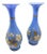 Vintage Blue Floral Detail Vases - A Pair For Sale