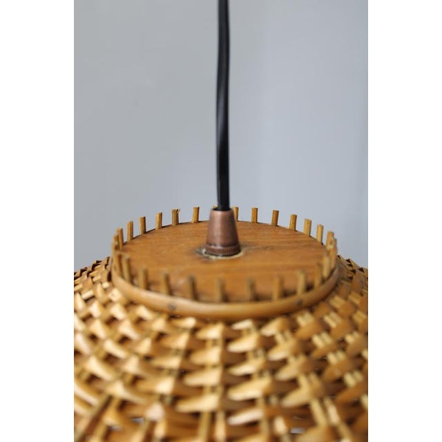 Mid-Century Adjustable Wooden Wall Lamp with Rattan Shade, 1970s For Sale - Image 6 of 13