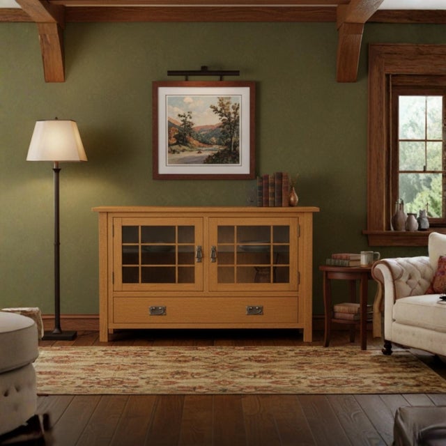 Mission Quarter Sawn Oak 48" Tv Stand For Sale - Image 13 of 17