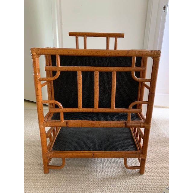 Black Rattan and Bamboo Magazine Holder With Black Rattan in the Aesthetic Movement Style For Sale - Image 8 of 8