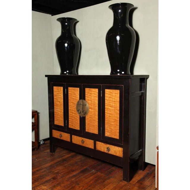 Late Qing Dynasty Black Lacquer and Burl Wood Cabinet With Accordion Doors For Sale In New York - Image 6 of 11