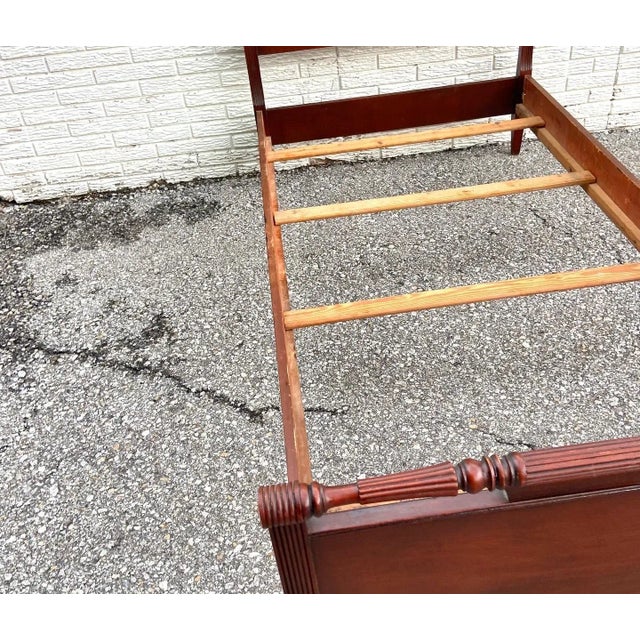 Brown Vintage Cherry Twin Size Sleigh Bed For Sale - Image 8 of 10